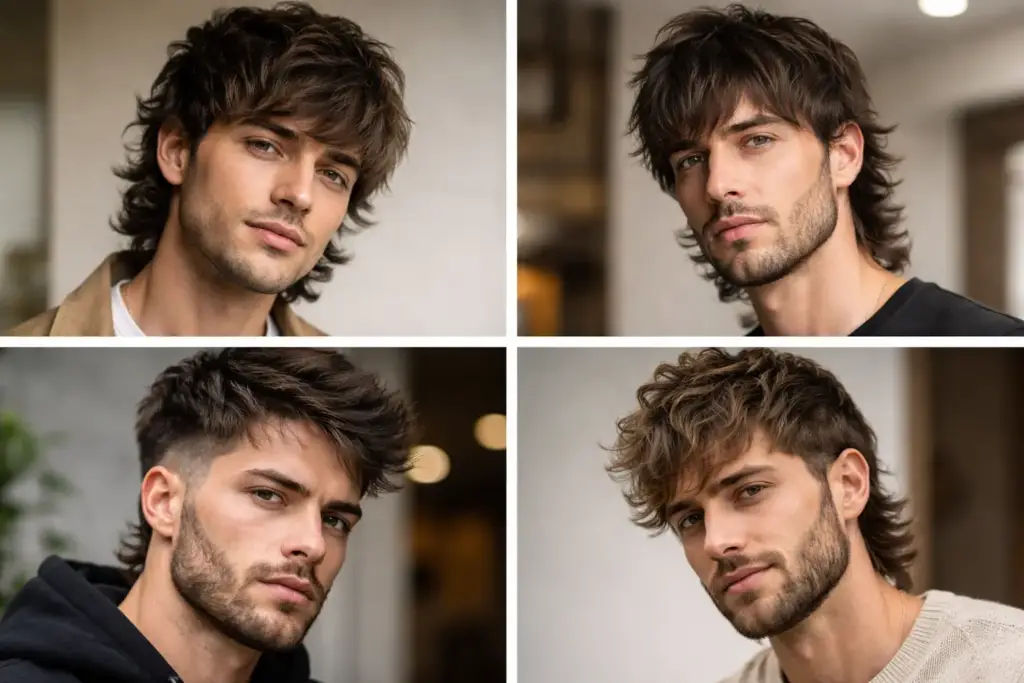 Wolf cut hombre adaptado a diferentes tipos de rostro con estilos modernos y naturales